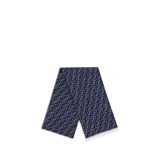 Fendi Blue Fleece Wool Scarf