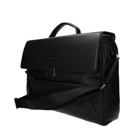Piquadro Black Leather Business And Laptop Bag