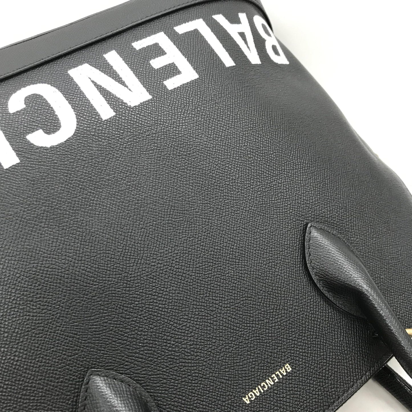 Balenciaga Black Grained Leather Ville Top Handle Bag