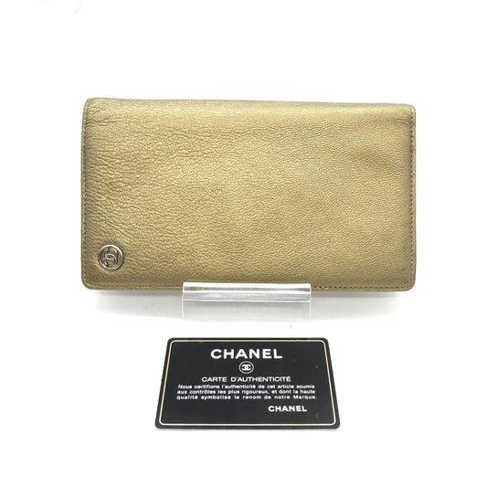 Chanel Gold Tone Caviar Leather Bifold Wallet