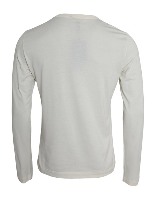 Dolce & Gabbana White Cotton Long Sleeve T-Shirt