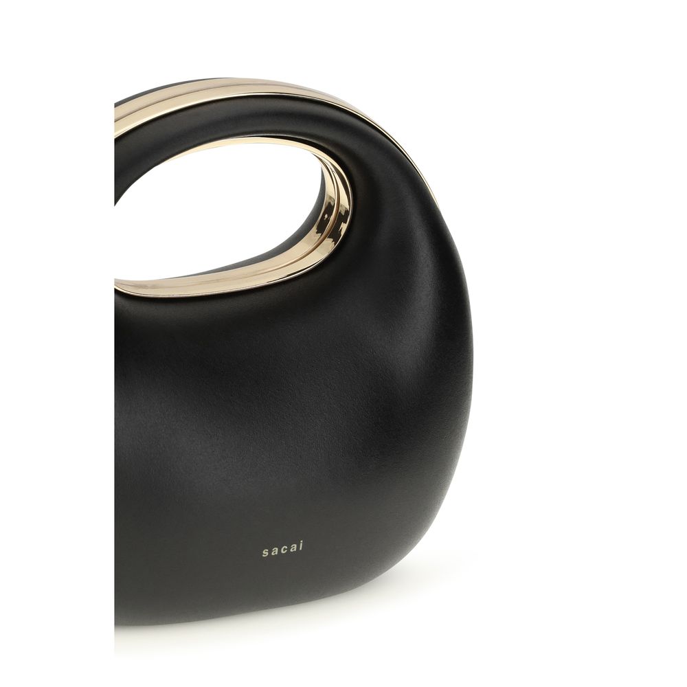 Sacai Handtasche aus schwarzem Kalbsleder Bos Taurus