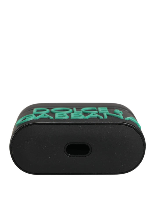 Dolce & Gabbana Black PVC Embossed Logo Flip Holder Women Airpods Case