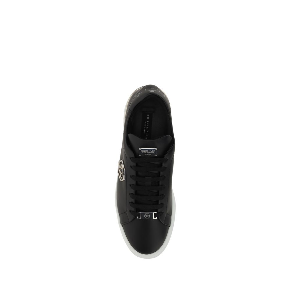 Philipp Plein Black Leather Low Top Sneakers