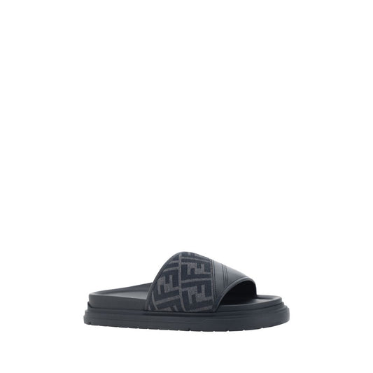 Fendi Gray Fabric Sandals