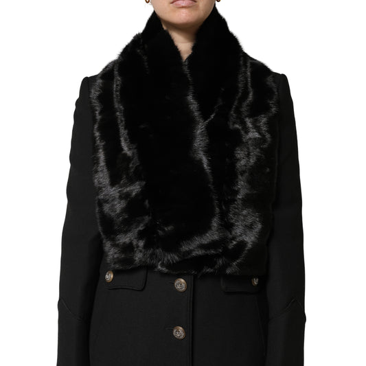 Dolce & Gabbana Schwarzer Pelzschal Halswickel-Kragenschal