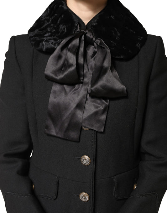 Dolce & Gabbana Schwarzer Lammfell-Halswärmer für Damen, Winterschal