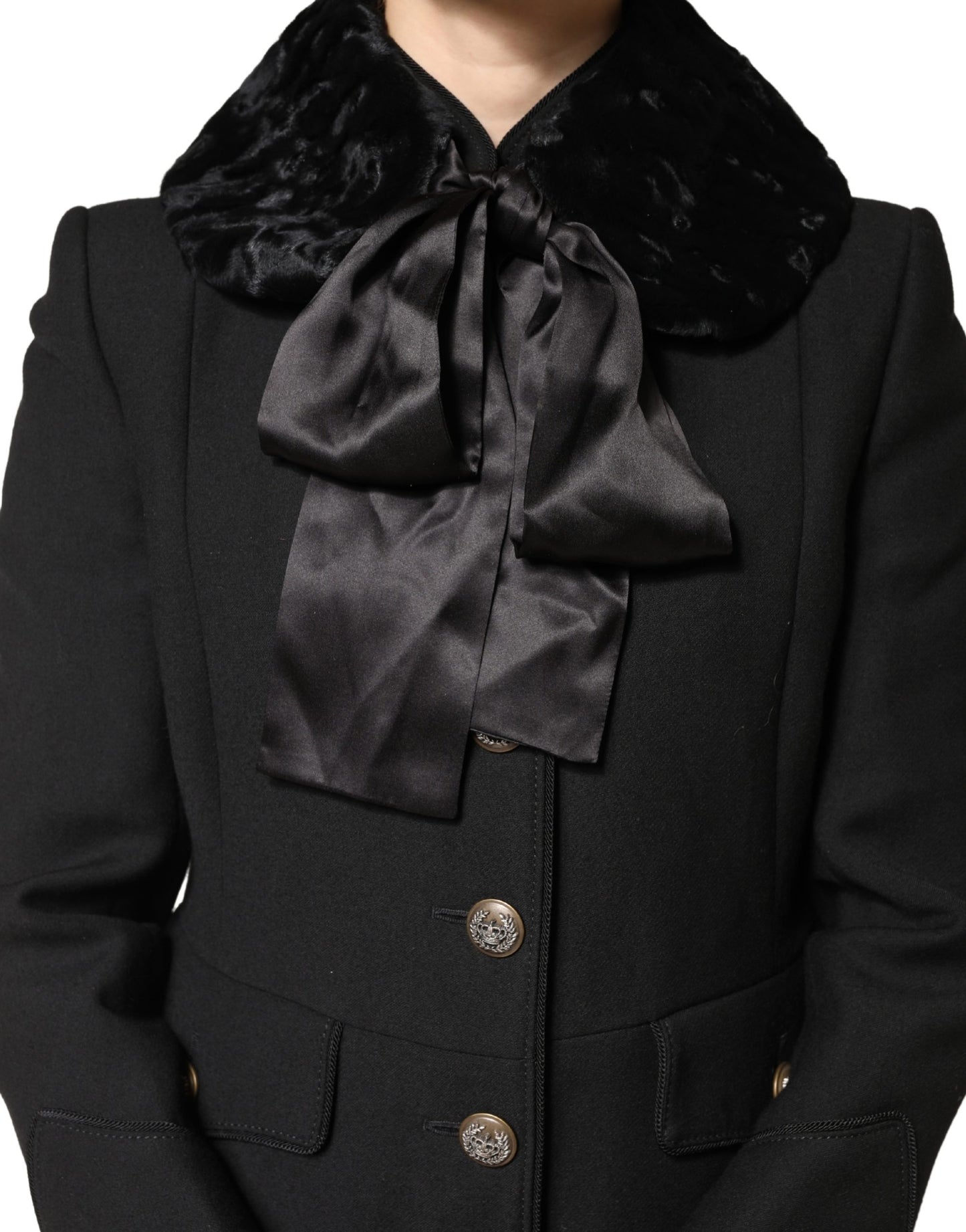 Dolce & Gabbana Schwarzer Lammfell-Halswärmer für Damen, Winterschal