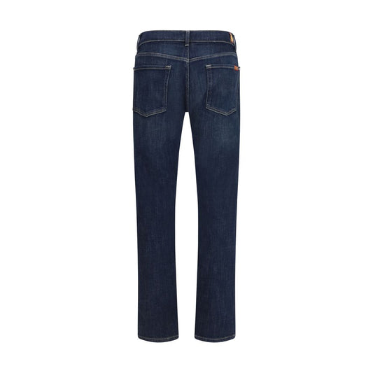 7FOR Blue Cotton Flared Jeans