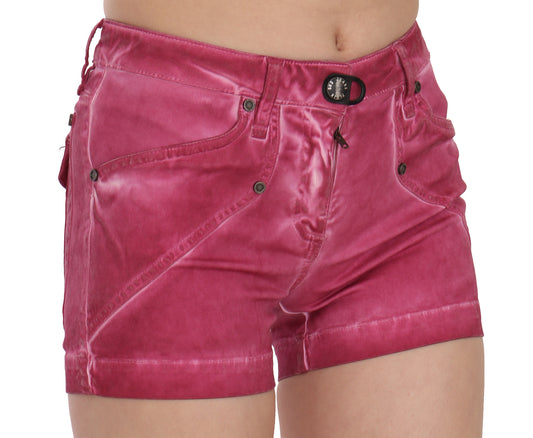 PLEIN SUD – Mini-Jeansshorts aus Baumwolle mit mittlerer Taille in Rosa