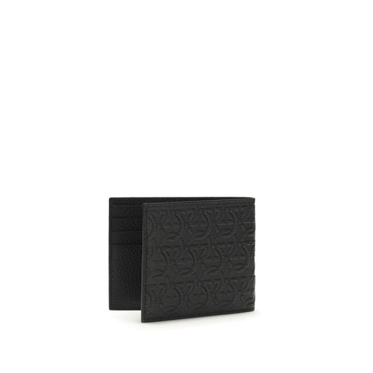 Ferragamo Black Calf Leather Bos Taurus Wallet