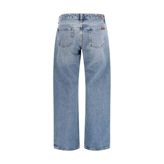 7FOR Blue Cotton Straight-Leg Jeans