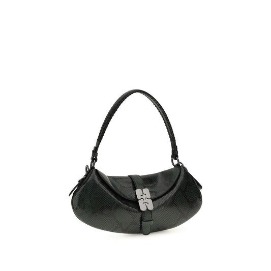 Ganni Blue Recycled Leather Shoulder Bag