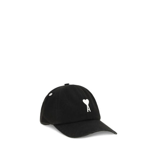 Ami Paris Black Cotton Cap (Baseball Hat)