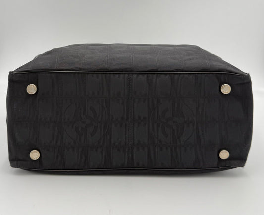 Chanel CHANEL Shopping Black Leather and Fabric Tote Bag