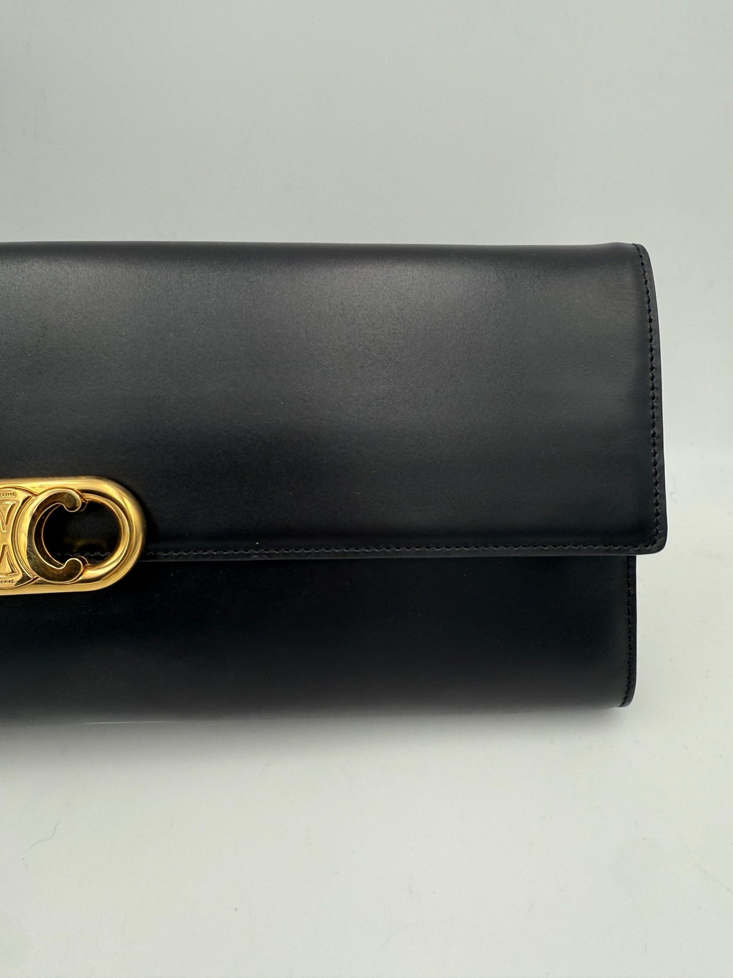 Celine CELINE TRIOMPHE Black Clutch