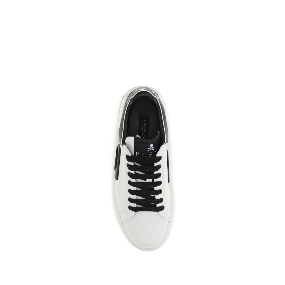 Philipp Plein White Calf Leather Bos Taurus Low Top Sneakers