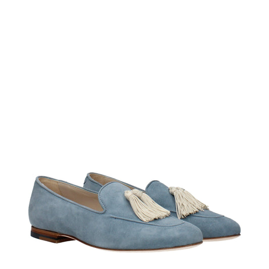 Eleventy Light Blue Leather Slip-On Loafers