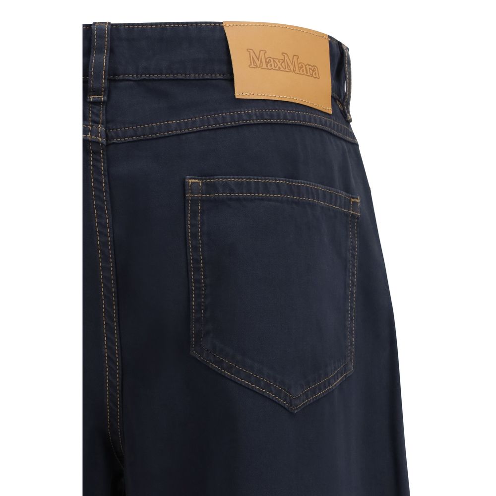 Max Mara Blaue Freizeithose aus Baumwolle