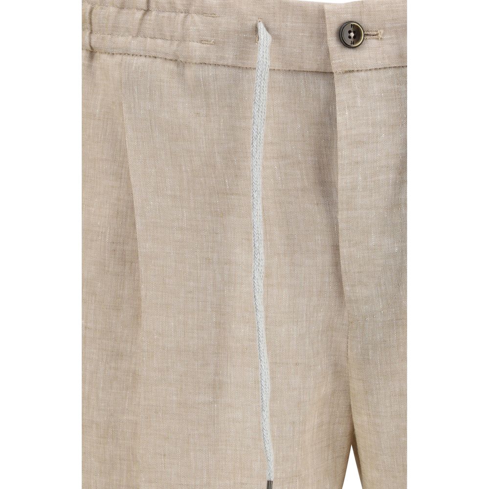 PT Torino Beige Linen Casual Pants