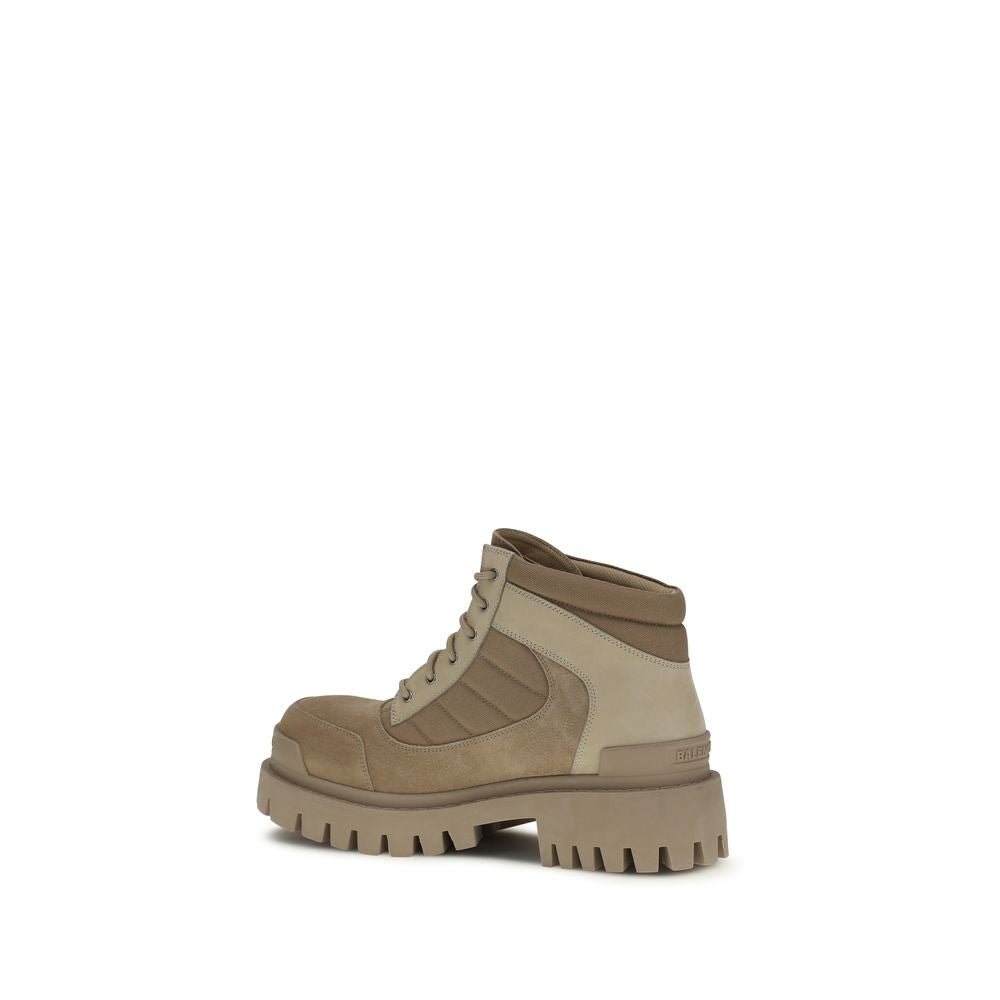 Balenciaga Beige Cotton Lace-Up Boots