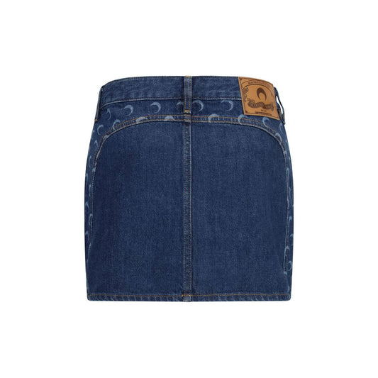 Marine Serre Blue Cotton Mini Skirt