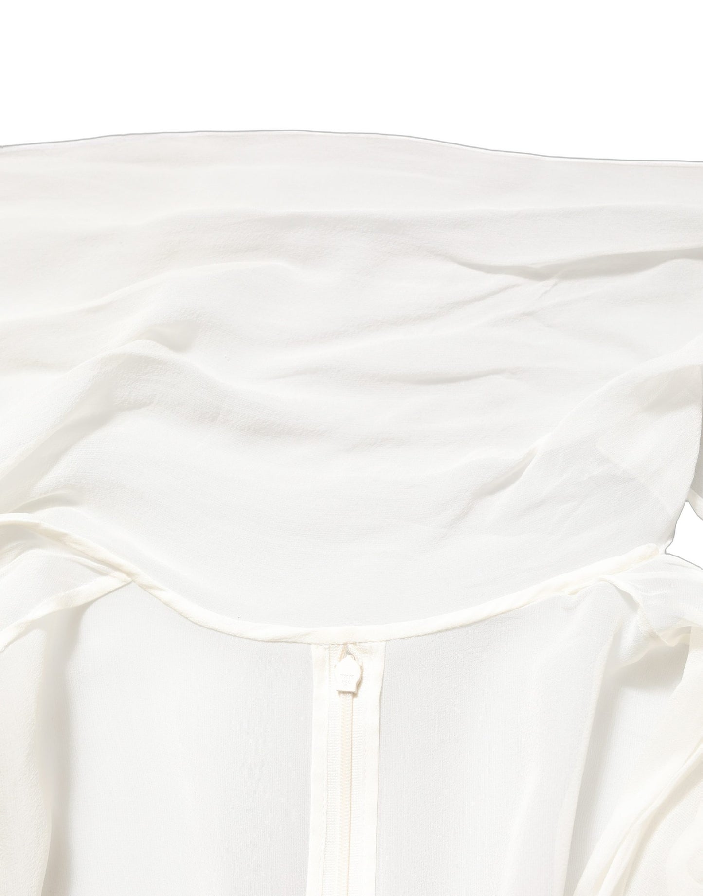 Dolce & Gabbana White Silk Sheer Draped Long Gown Dress
