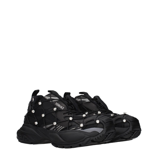 Versace Black Fabric Chunky Sneakers