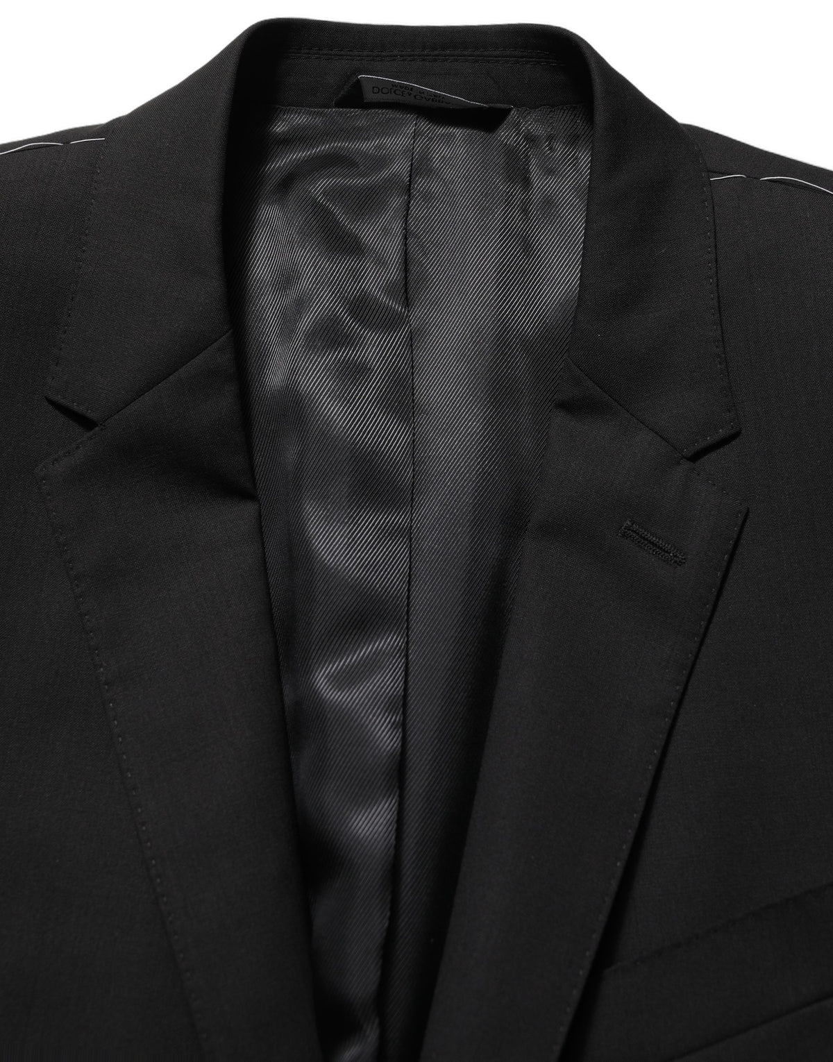 Dolce & Gabbana Schwarzer Blazer aus Wolle mit einfacher Knopfleiste