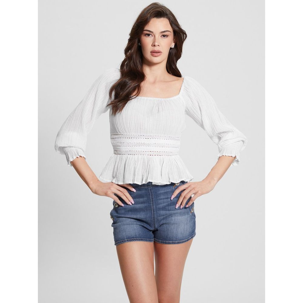 Guess White Ramie Tank Tops