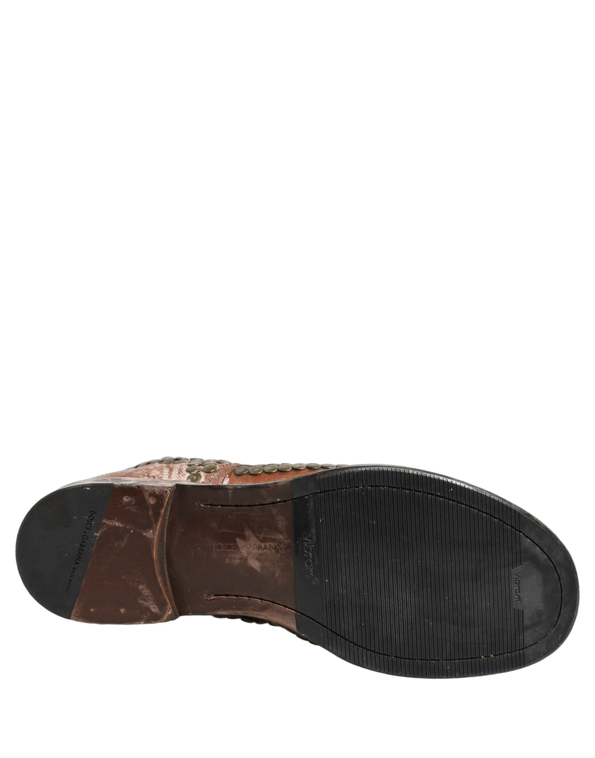 Dolce & Gabbana Braune Leder Stiefel mit Nieten