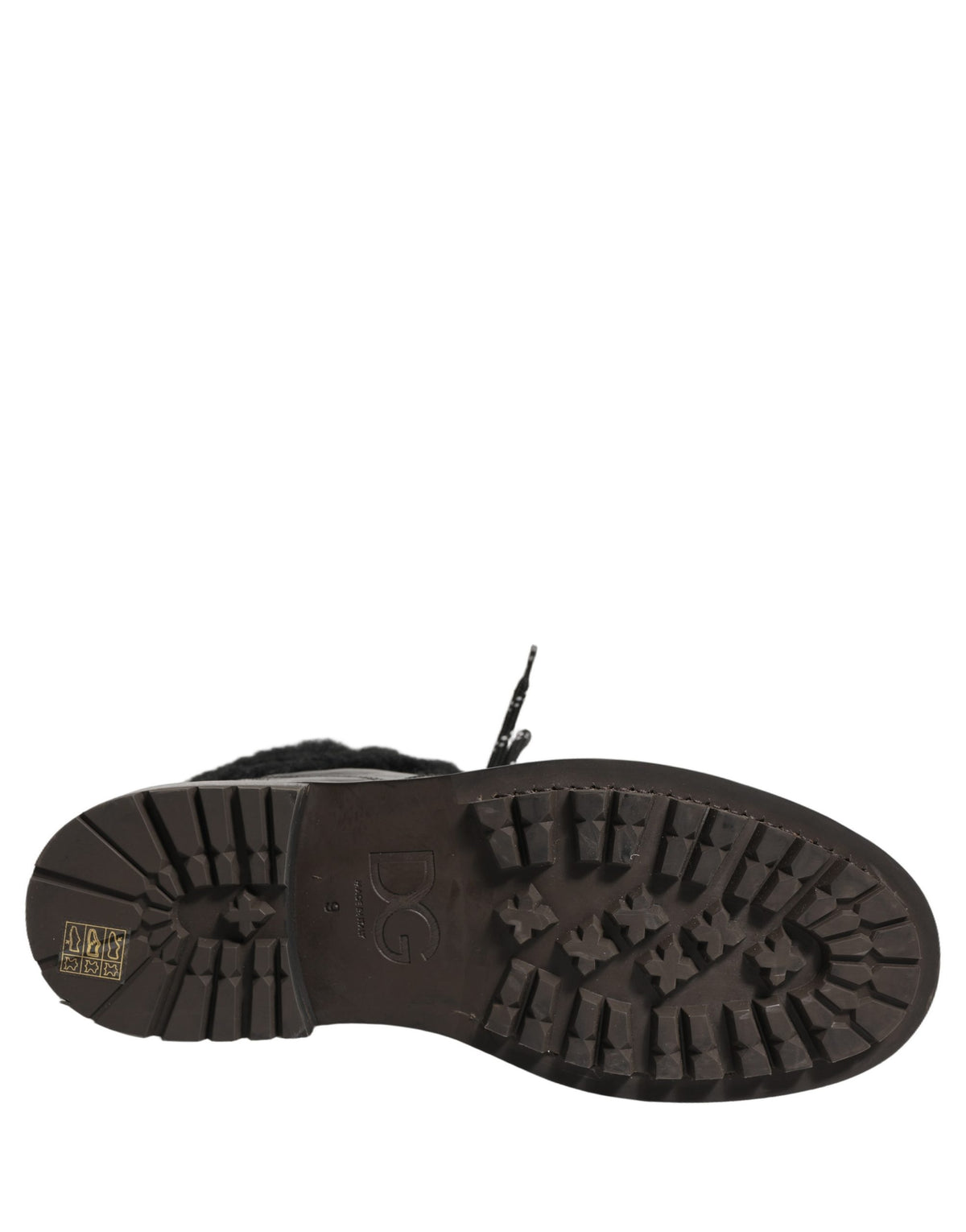 Dolce & Gabbana Schwarze Trekking-Stiefel aus Leder mit Pelz und Schnürung
