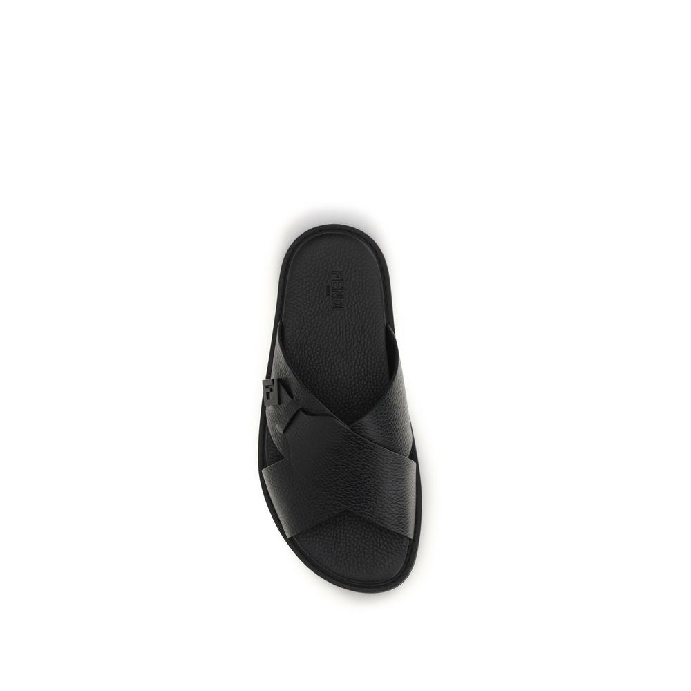 Fendi Schwarze Kalbsleder-Sandalen Bos Taurus