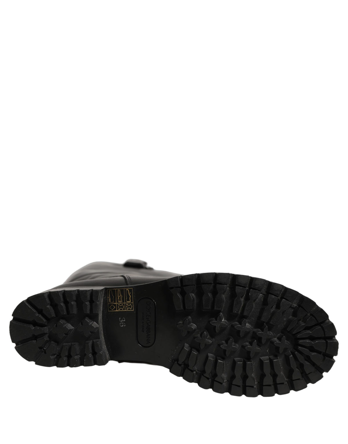 Dolce & Gabbana Schwarze Lederstiefel mit Schnallendetail, wadenhoch