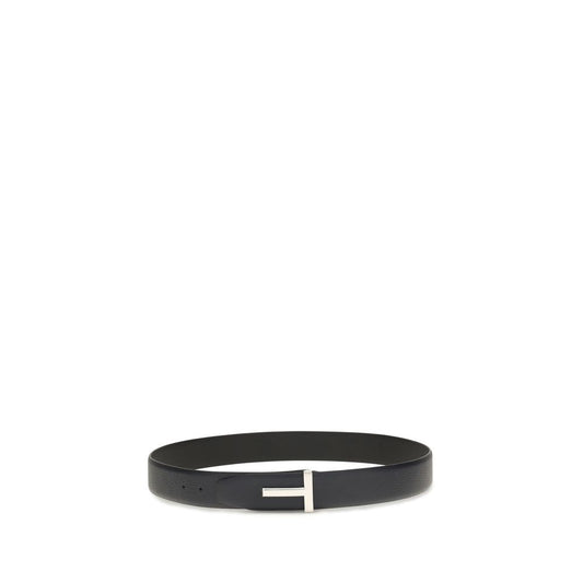 Tom Ford Black Calf Leather Bos Taurus Belt