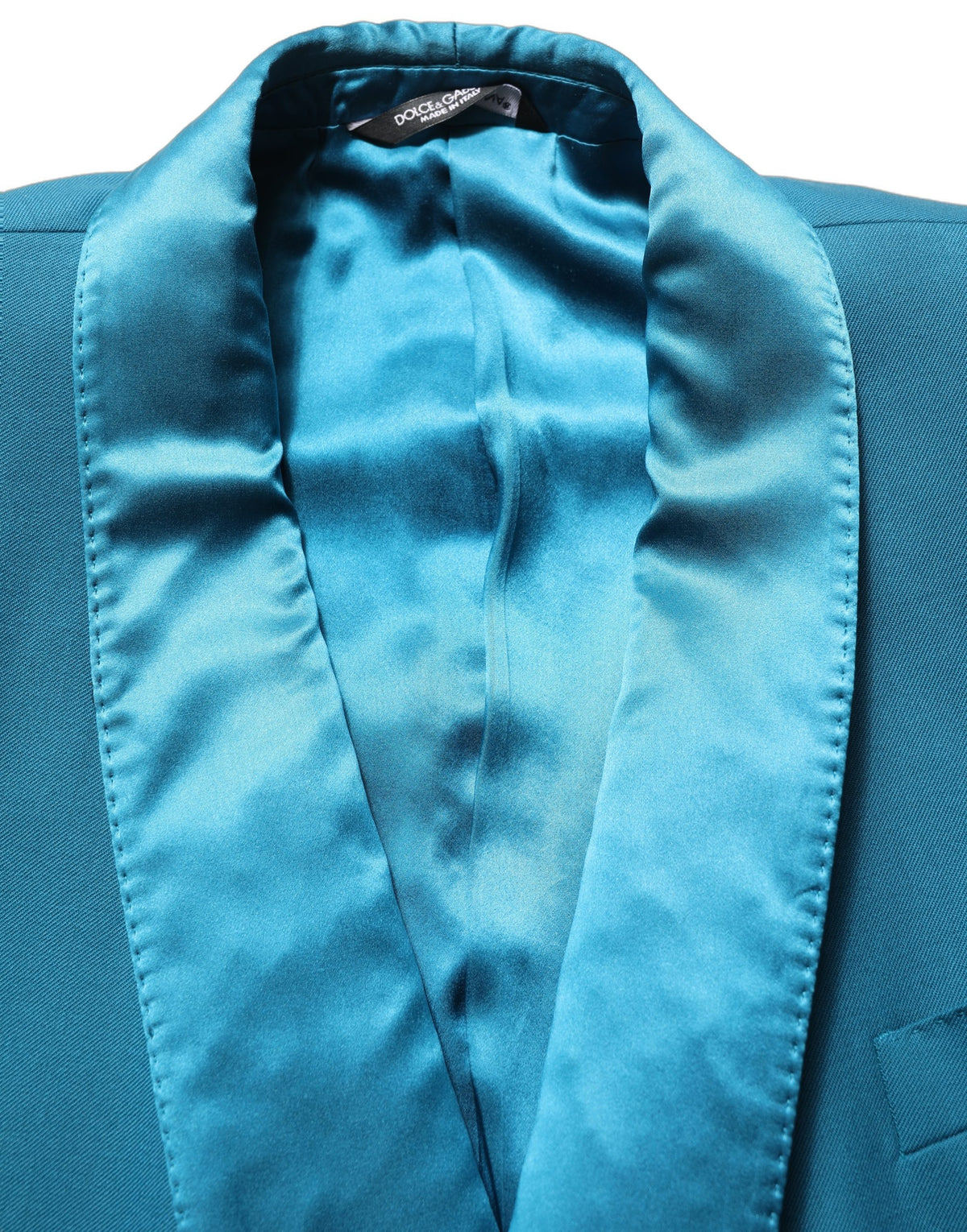 Dolce & Gabbana Petrolfarbener Woll-Zweireiher Formaler Mantel Blazer