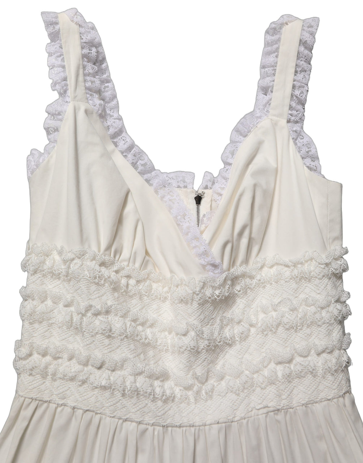 Dolce & Gabbana weißes Baumwollpopeline-Midirüschenkleid