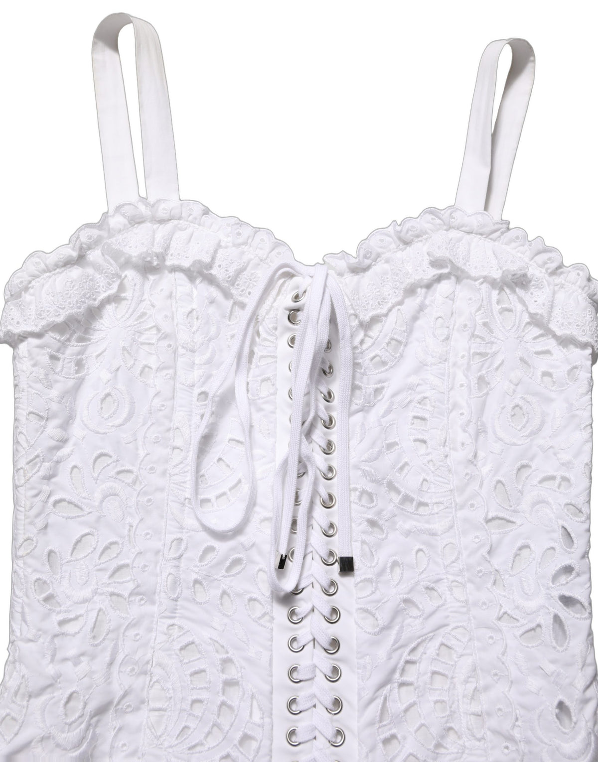 Dolce & Gabbana Mini-Kleid aus weißer Baumwolle mit Broderie Anglaise