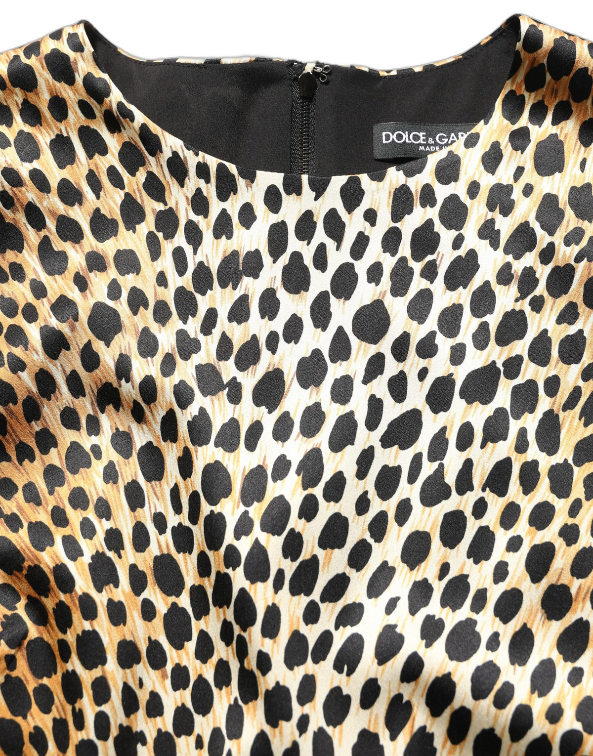 Dolce & Gabbana Braunes Langärmliges Minikleid mit Ozelot-Print