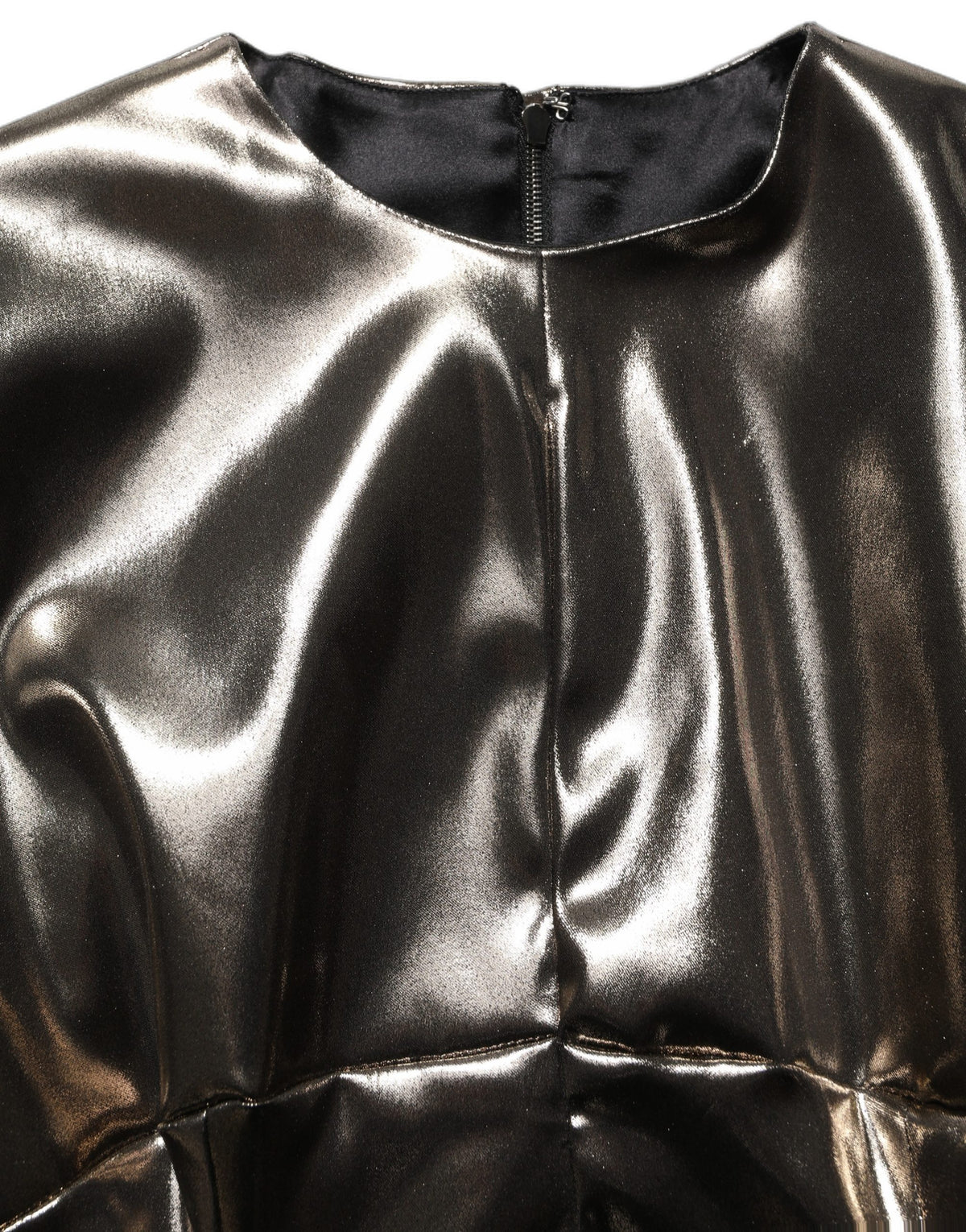 Dolce & Gabbana Maxikleid aus metallisch goldenem Polyester mit langen Ärmeln