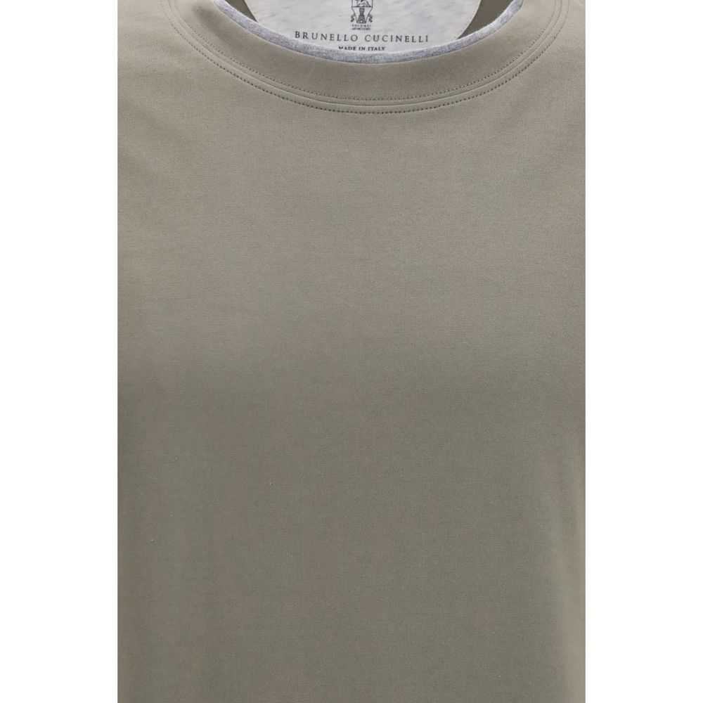 Brunello Cucinelli Bicolor-T-Shirt aus Baumwolle