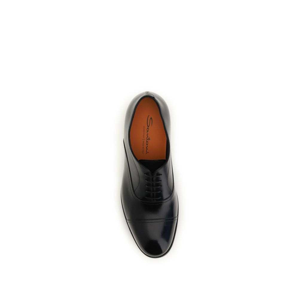 Santoni Schwarze Kalbsleder-Oxfords und -Derbys