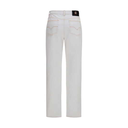 Versace White Cotton High-Waisted Jean