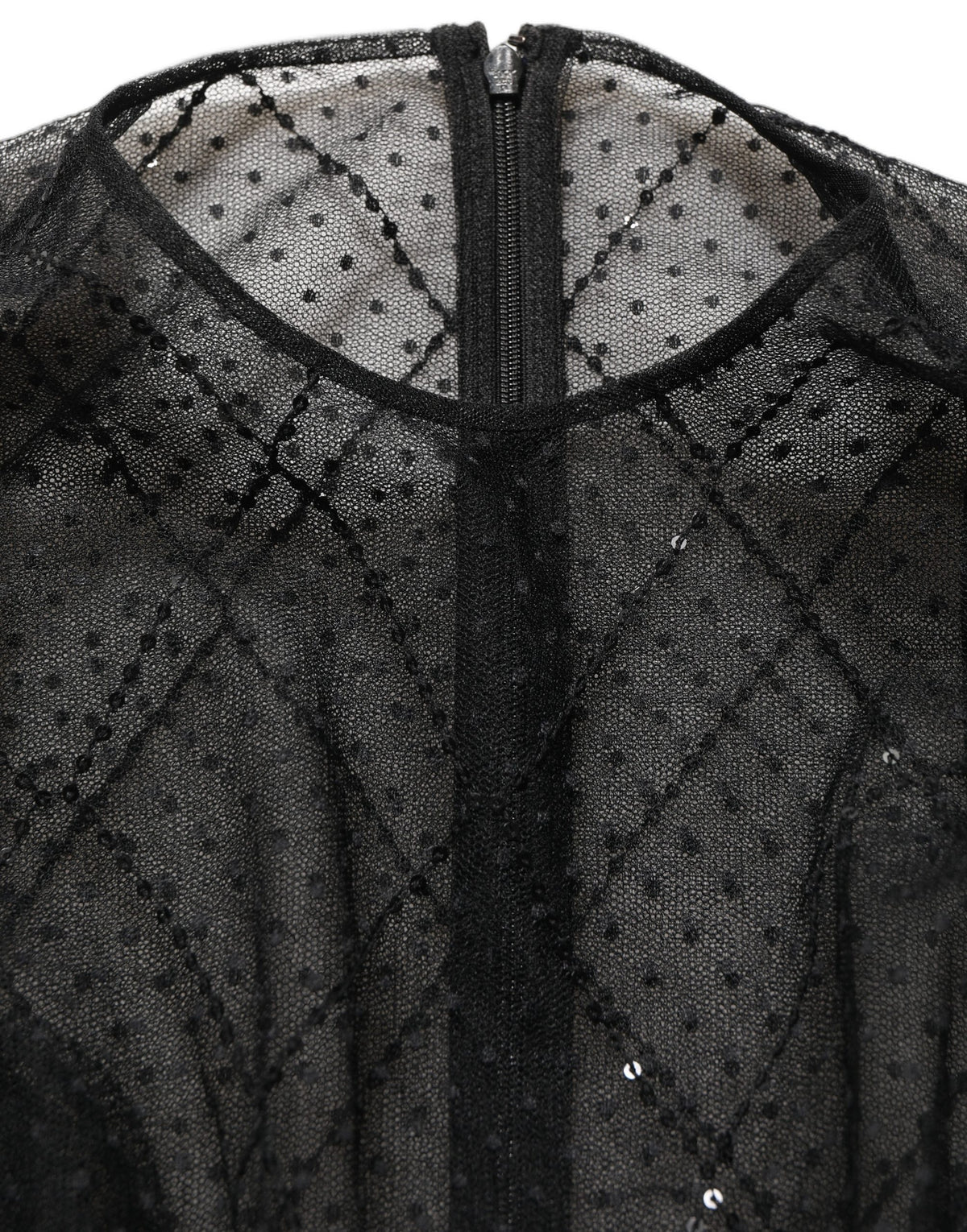 Dolce & Gabbana Schwarzes Maxikleid mit langen Ärmeln aus Mesh-Spitze