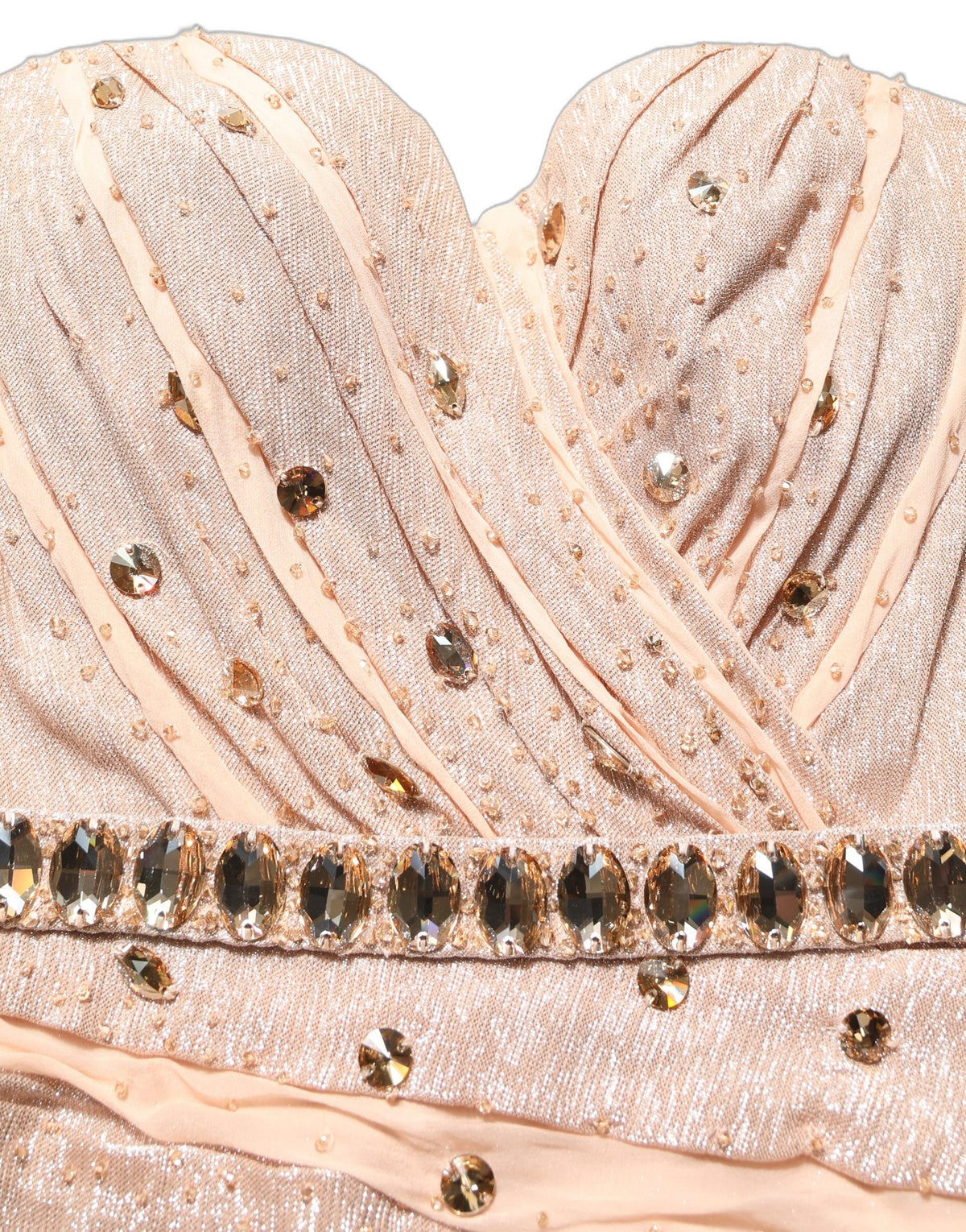Dolce & Gabbana Nude besticktes trägerloses Abendkleid