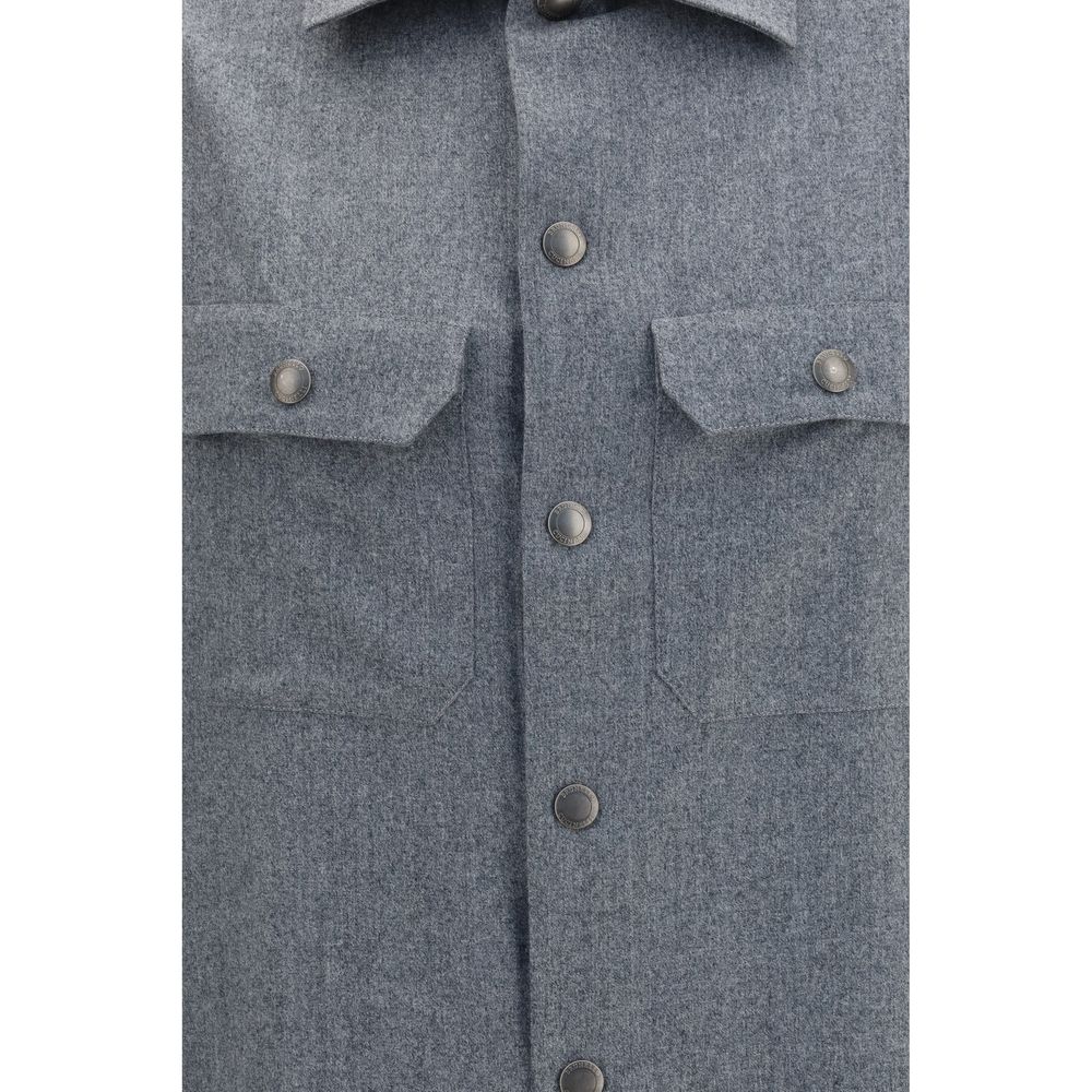 Brunello Cucinelli Grau Wolle Oves Aries Hemd