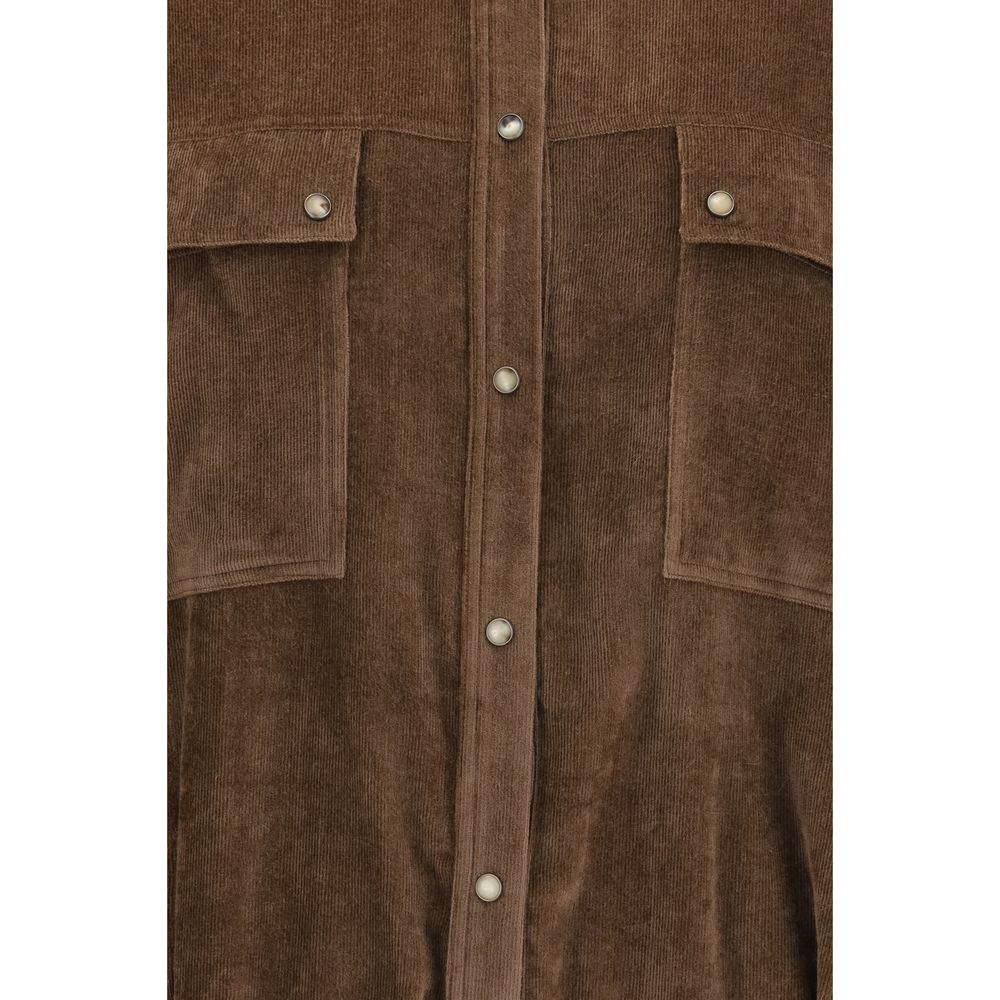 Brunello Cucinelli Braunes Hemd mit Viskosemuster