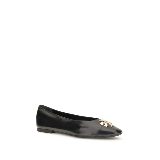 Tory Burch Black Calf Leather Bos Taurus Ballet Flats