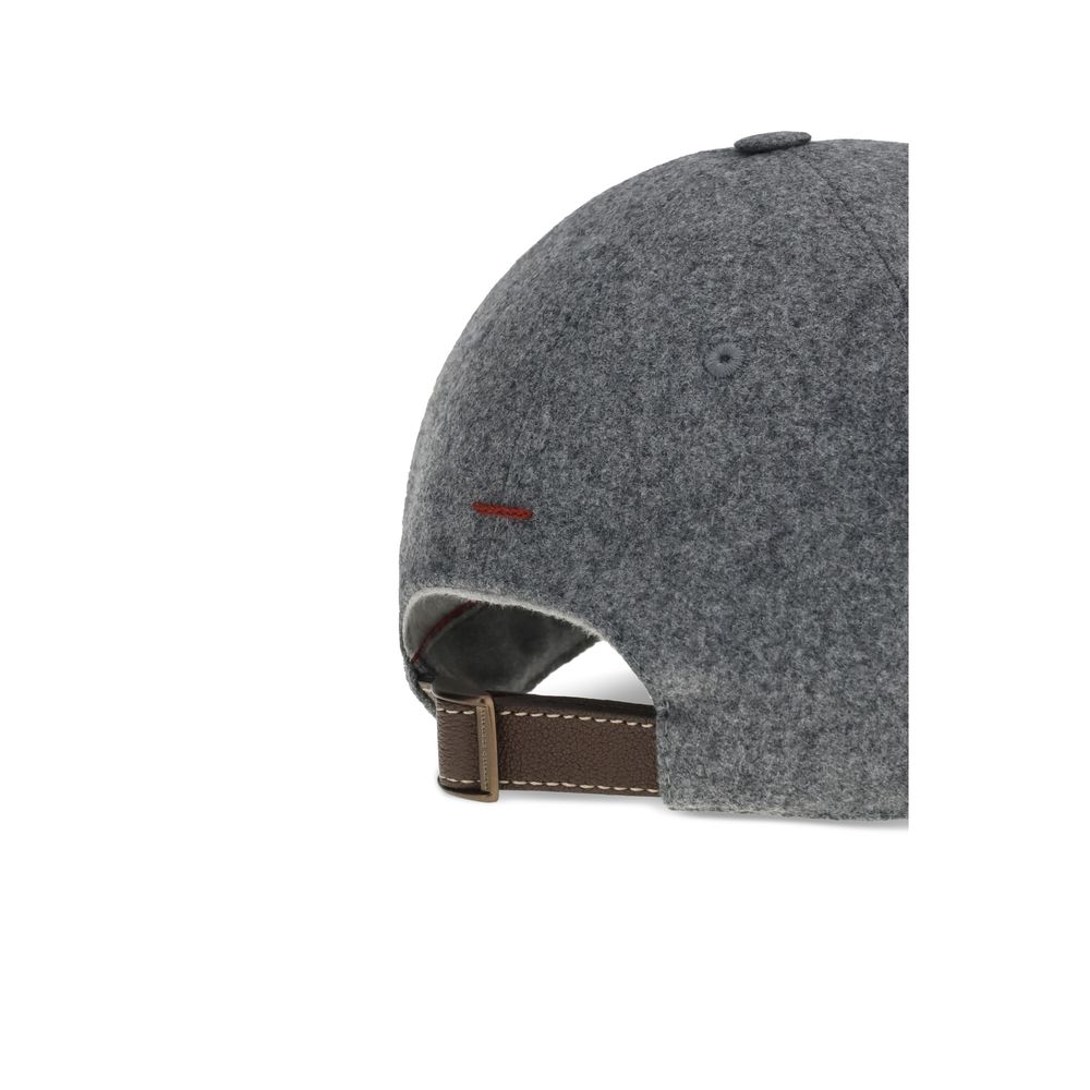 Brunello Cucinelli Grau Wolle Oves Aries Mütze (Baseballmütze)