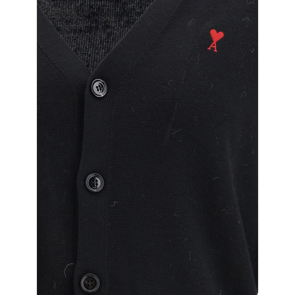 Ami Paris Schwarzer Woll-Oves Aries Cardigan